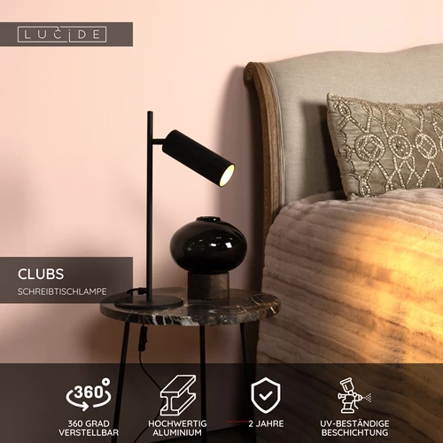 Lucide CLUBS - Schreibtischlampe - 1xGU10 - Schwarz - USP